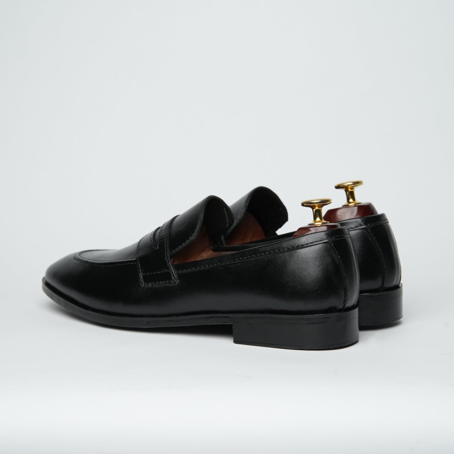 Black Leather Penny Loafers