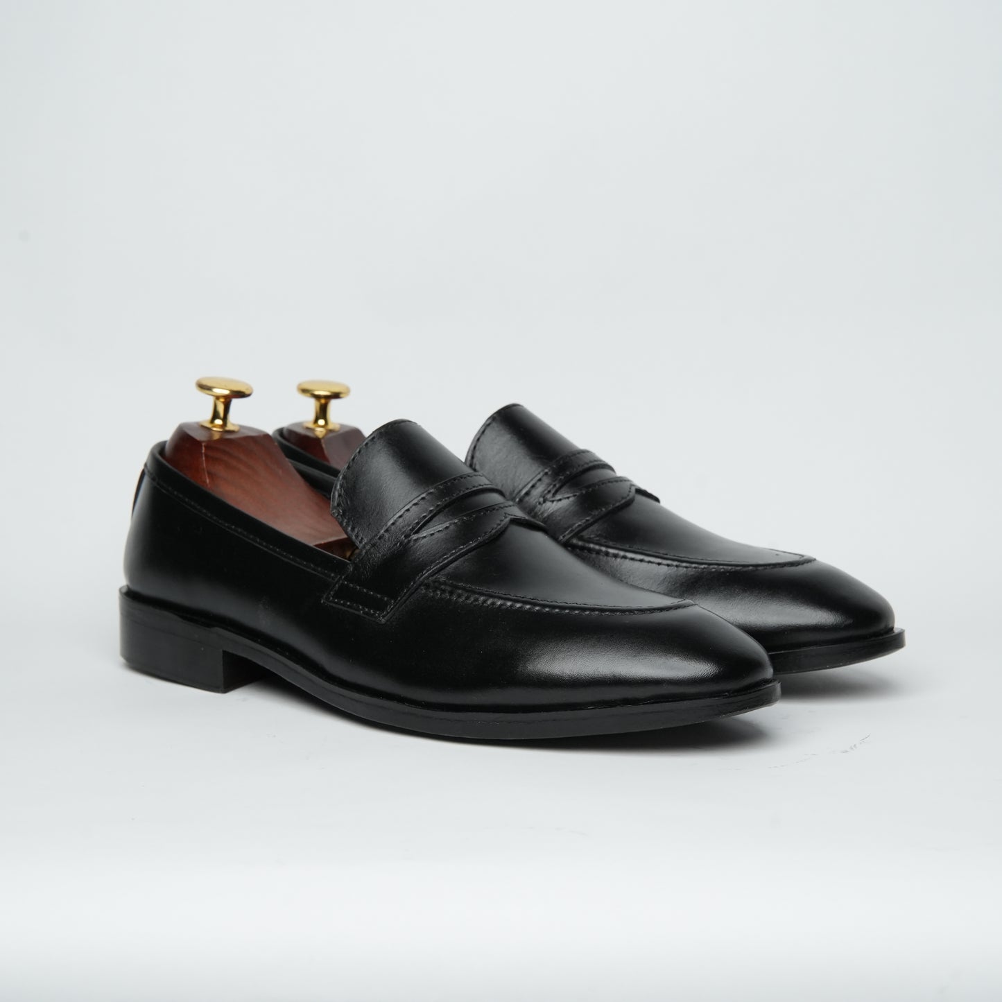 Black Leather Penny Loafers