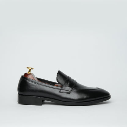 Black Leather Penny Loafers